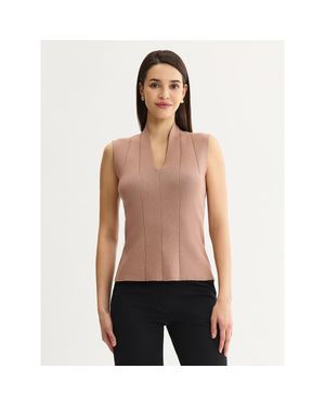 Misook V Neck Princess Seam Tank - Red