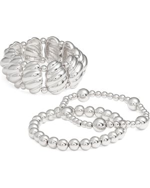 Open Edit Assorted Pack Of 3 Stretch Bracelets - Metallic