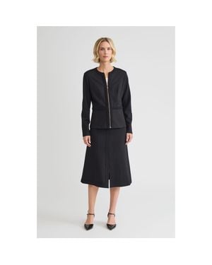Misook Heritage Luxestretch Ponte Zip-Up Jacket - Gray