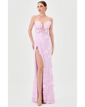 Bariano Teri 3D Floral Gown - Red
