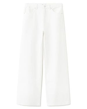 Mango Low Rise Wide Leg Jeans - White