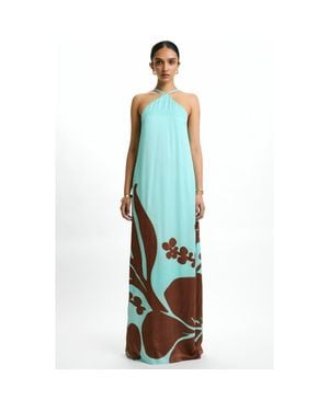Diarrablu Aria Fsc Viscose Dress Ula - Blue