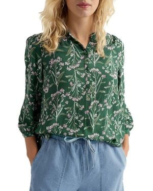 Seasalt Cornwall Willow Floral Print Popover Top - Green