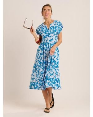 Brakeburn Ranieli Floral Print Midi Dress - Blue