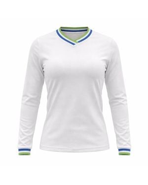 Spades Ribbed V-Neck Long Sleeve Tee - White
