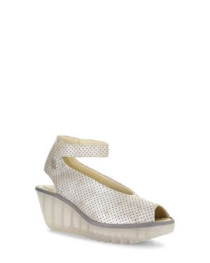 Fly London 'Yala' Perforated Leather Sandal - White