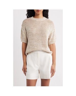Mango Paquita Speckled Knit Cotton Blend Sweater - Natural