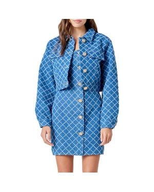 Endless Rose Crop Jacket - Blue