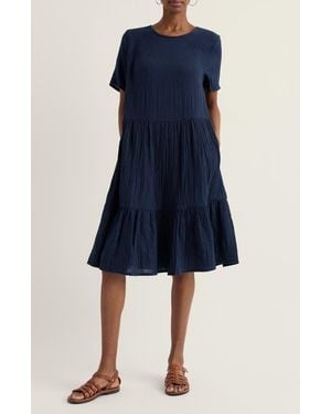 Seasalt Cornwall Pebble Comb Organic Cotton Double Gauze Dress - Blue