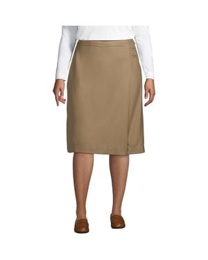 Lands' End School Uniform Solid A-Line Skirt Below The Knee - Natural