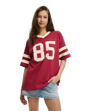 Cotton On V Neck Oversized Graphic Tee - Red