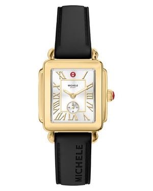Michele Deco Sport Mid Quartz Silicone Strap Watch, 29Mm X 31Mm - Metallic