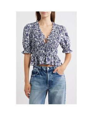 Rails Fontaine Floral Smocked Top - Blue