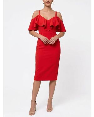 Rachel Roy Marcella Off The Shoulder Ruffle Midi Dress - Red