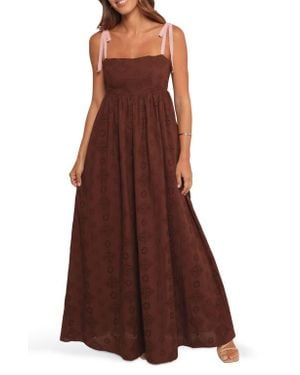 Petal & Pup Odessa Cotton Eyelet Maxi Dress - Brown