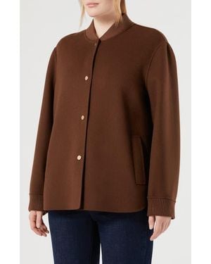 Marina Rinaldi Fertile Wool Blend Short Coat - Brown