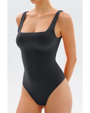 Popilush Cloudsense Widen Straps Tank Bodysuit - Black