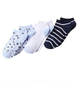Lands' End 3-Pack Cotton Patterned Low Cut Socks - Blue