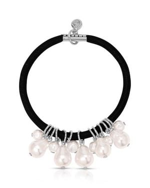 Ettika Mermaid Imitation Pearl Ponytail Holder - Black