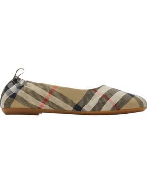 Burberry Check Ballerinas - Gray