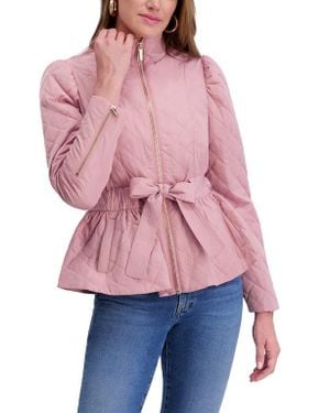 Kensie Quilted Peplum Jacket - Red