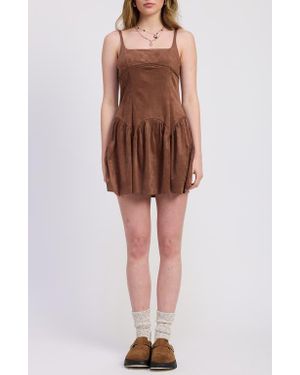 JACQUIE THE LABEL Cordelia Empire Waist Fit & Flare Minidress - Brown