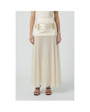 Modenaire Sheer High Waist Half Skirt - Natural