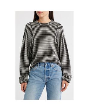Madewell Stripe Curved Long Sleeve T-Shirt - Black