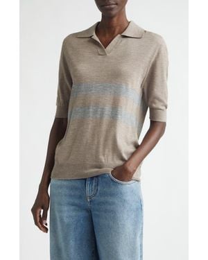Johnstons of Elgin Coira Stripe Superfine Cashmere Polo - Multicolor