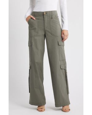 Wit & Wisdom High Waist Cotton Blend Cargo Pants - Brown