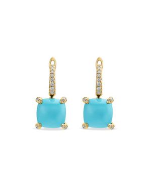 David Yurman Chatelaine Huggie Hoop Drop Earrings - Blue