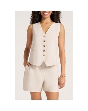 Matty M Davenport Linen Blend Vest - Natural