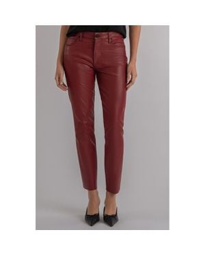 Kut From The Kloth Charlize Coated Raw Hem Ankle Cigarette Jeans - Red