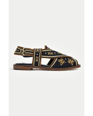 ÇAPLAIT The Swati Handcrafted Peshawari Sandal - Black