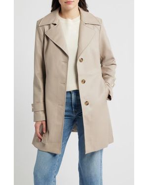 Via Spiga Belted Faux Leather Trench Coat - Natural