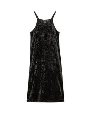 Charlotte & George Crushed Velour Maxi Sweater With Adjustable Straps - Black