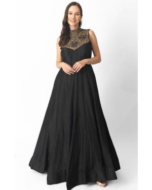Ras Zuri Embroidered High Neck Gown - White
