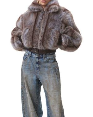 AFRM Adelaide Faux Fur Crop Coat - Black