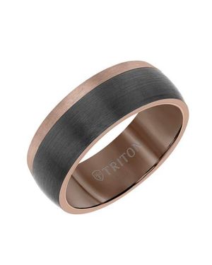 Triton 8Mm Espresso Tungsten Carbide Ring With Color Blocking And Dome Shape - Gray