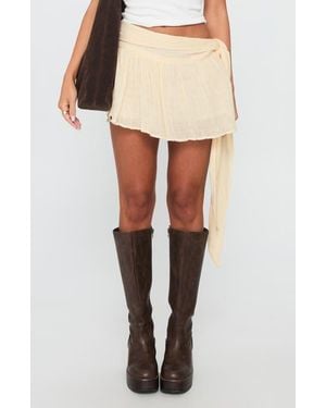 Princess Polly Reviva Side Tie Organic Cotton Blend Miniskirt - Natural