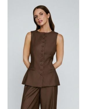 Six Stories Tailored Waistcoat - Brown