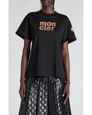 Moncler Logo Patch Cotton T-Shirt - Black