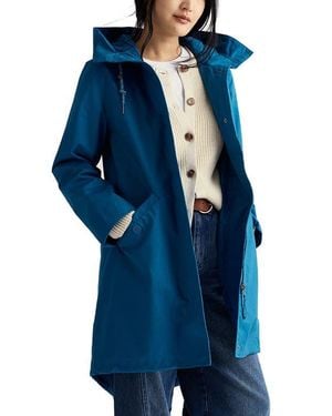 Seasalt Cornwall Seafaring Waterproof Linen & Cotton Hooded Coat - Blue