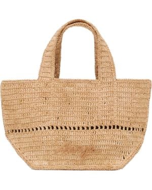 Maje Natural Raffia Mini Tote - Metallic