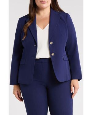 Kasper Stretch Crepe Two-Button Blazer - Blue