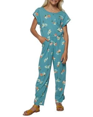 O'neill Sportswear Kids' Ryder Floral Cotton Jumpsuit - Blue
