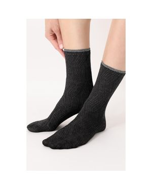 Oroblu Assorted 2-Pack Jacquard Crew Socks - Black