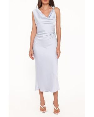 Petal & Pup Ellory Cowl Neck Satin Maxi Dress - White