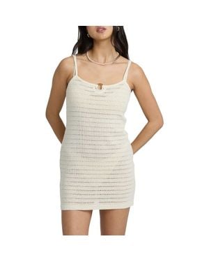 Billabong Kora Semisheer Cotton Blend Knit Cover-Up Minidress - White