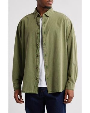 TOPMAN Oversize Twill Button-Up Shirt - Green